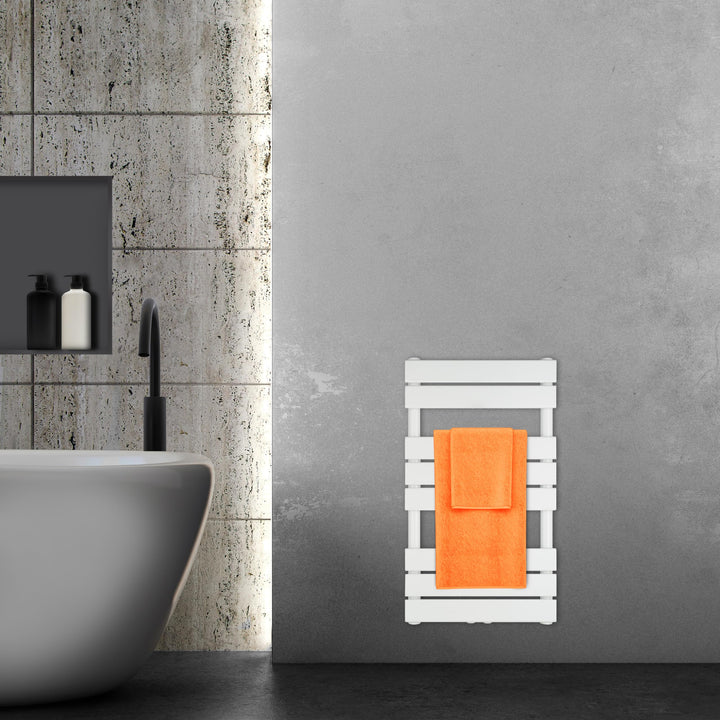 VILSTEIN Badheizkörper, Flach, Weiss, Seitenanschluss und Mittelanschluss, 800x450 mm 376W - 80 x 45