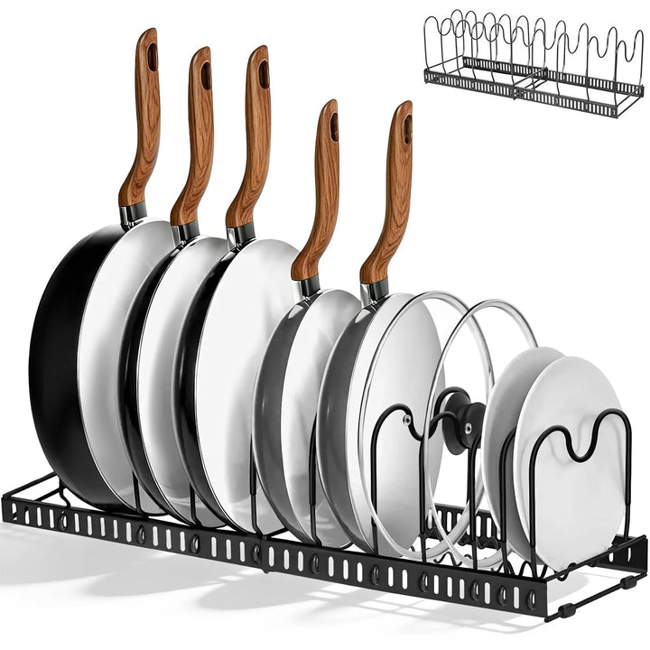 Topfdeckelhalter mit 10 Verstellbaren Fächern, Topfdeckel Deckelhalter Töpf Pfannen Organizer Schnei