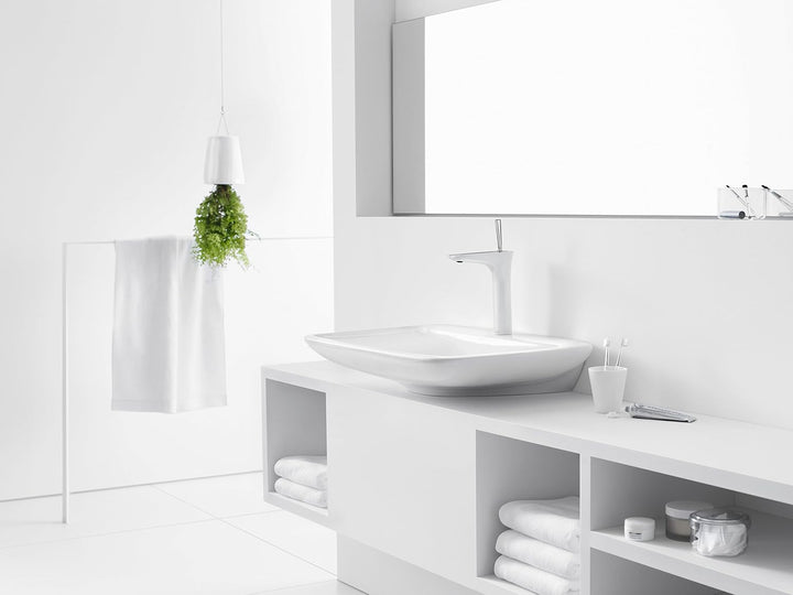hansgrohe Wasserhahn PuraVida (Armatur mit Auslauf Höhe 200 mm und Push-Open Ablaufgarnitur) Weiss/C