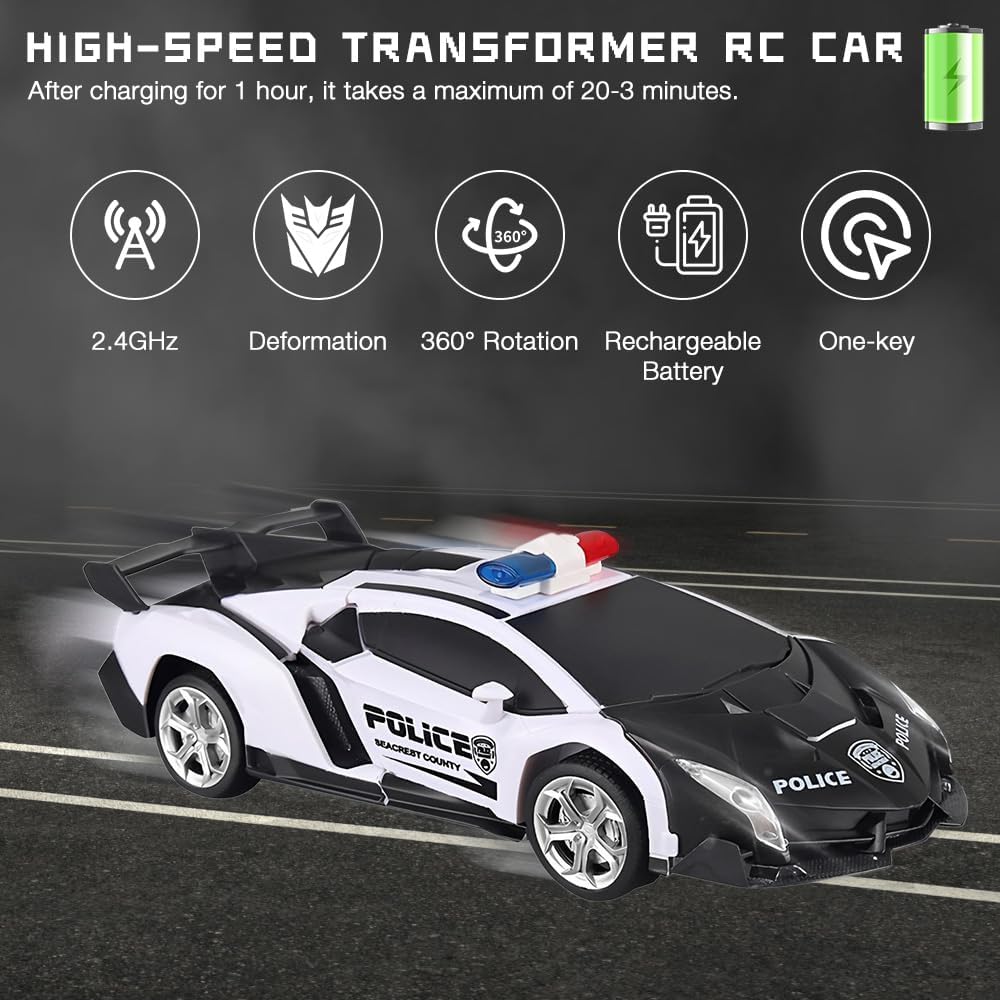 2 in 1 Transformator Ferngesteuertes Auto,1:18 Transformator Spielzeug,RC Auto Transform Roboter Spi