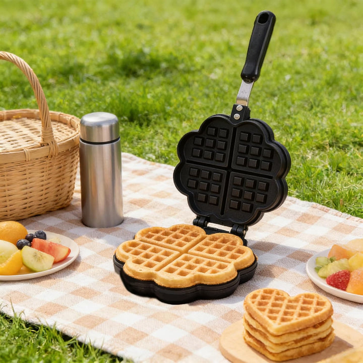 JIAMIAN Waffle Makers, with Non-Stick Coating &amp; Heat-Insulated Handle, Sandwich Iron, Press Plate Ma