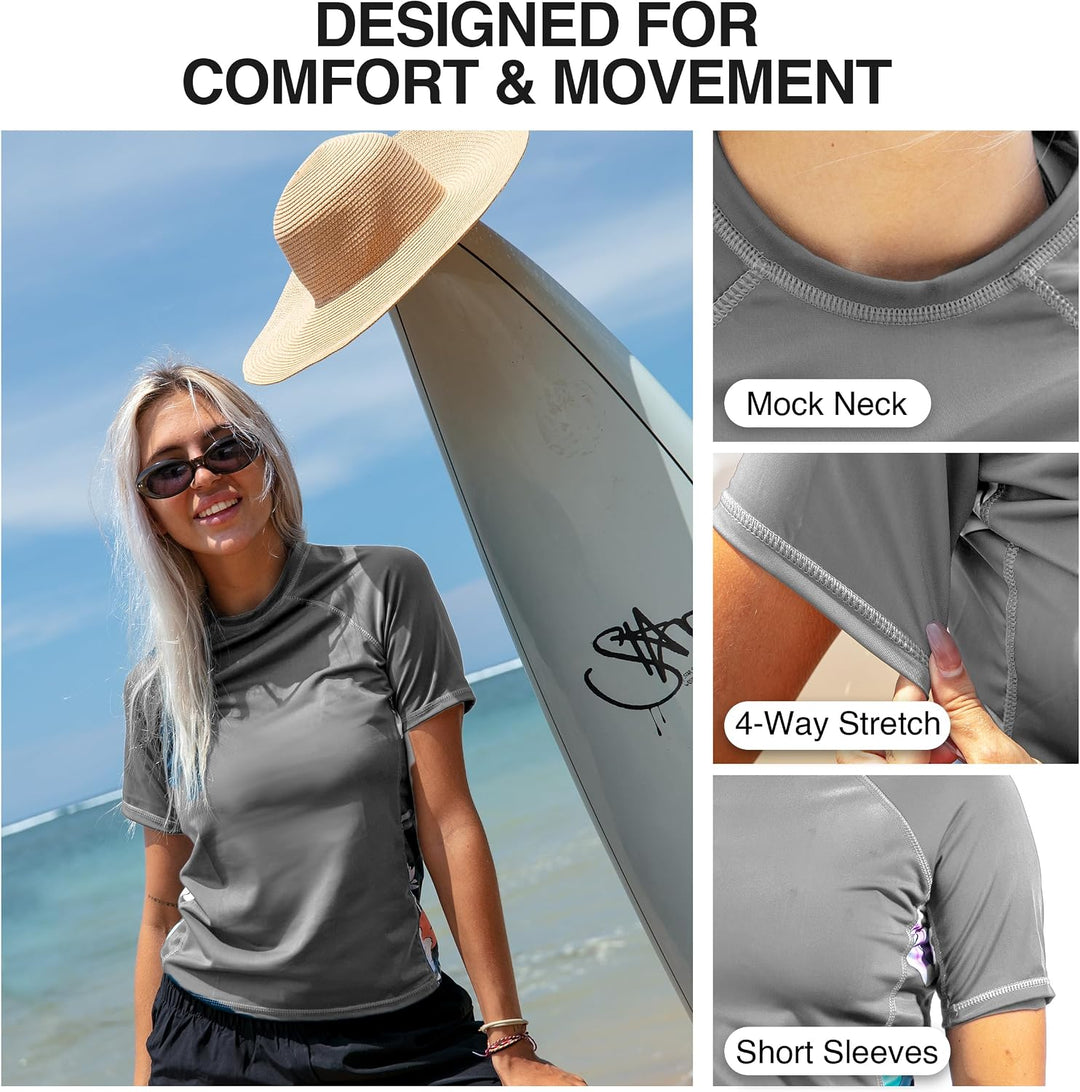 Kanu Surf Breeze Damen Rashguard & Workout Top mit LSF 50+, kurzärmelig M Darren Holzkohle, M Darren
