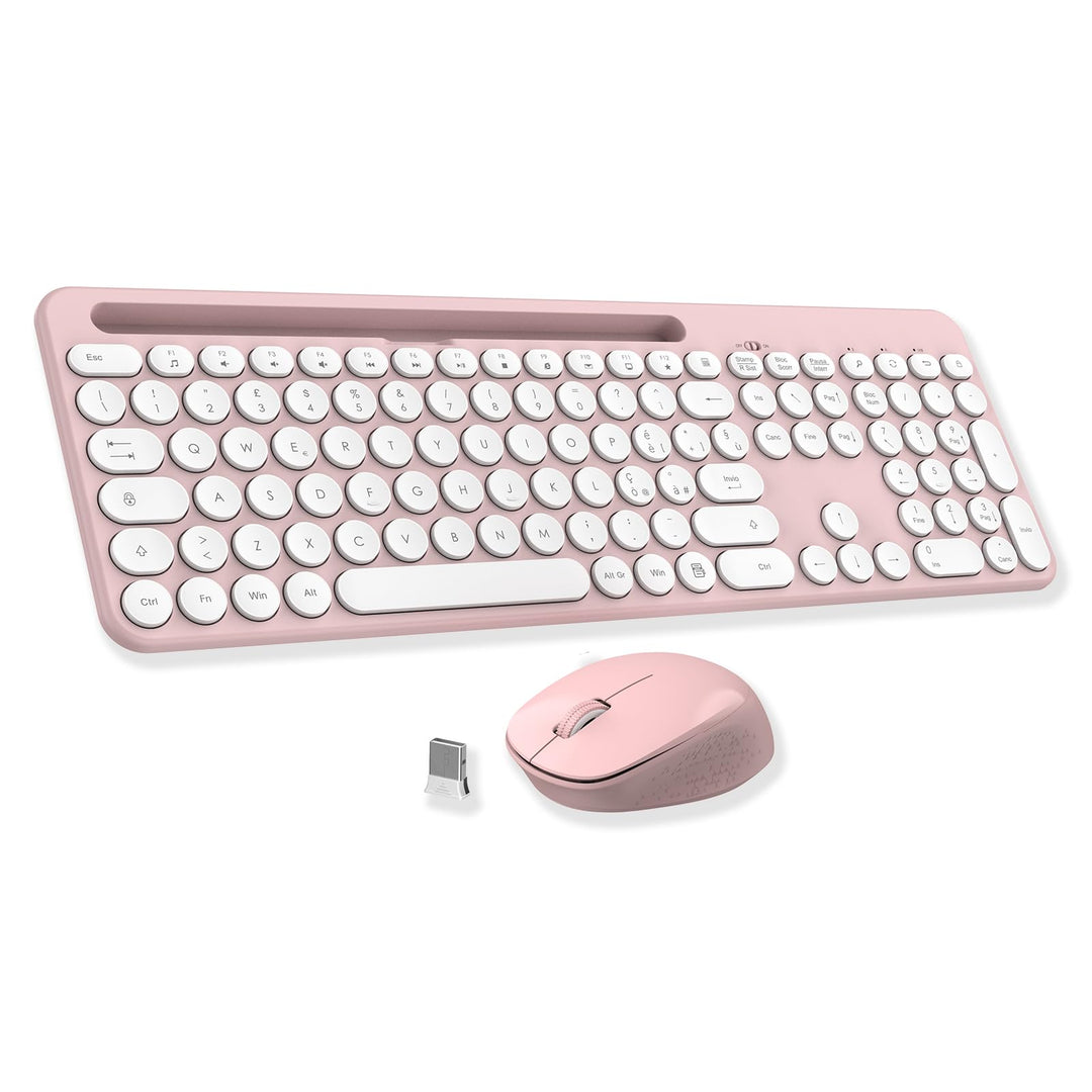 LeadsaiL Kabellose Tastatur und Maus Set Mit Ständer für Telefon und Tablet, USB, Leise, 1600 DPI, I