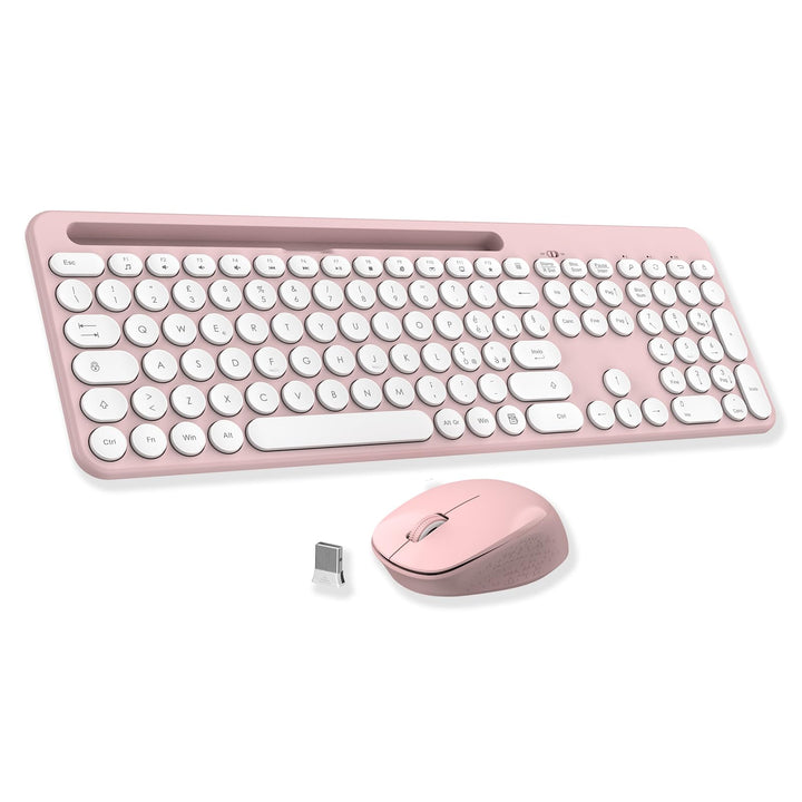 LeadsaiL Kabellose Tastatur und Maus Set Mit Ständer für Telefon und Tablet, USB, Leise, 1600 DPI, I