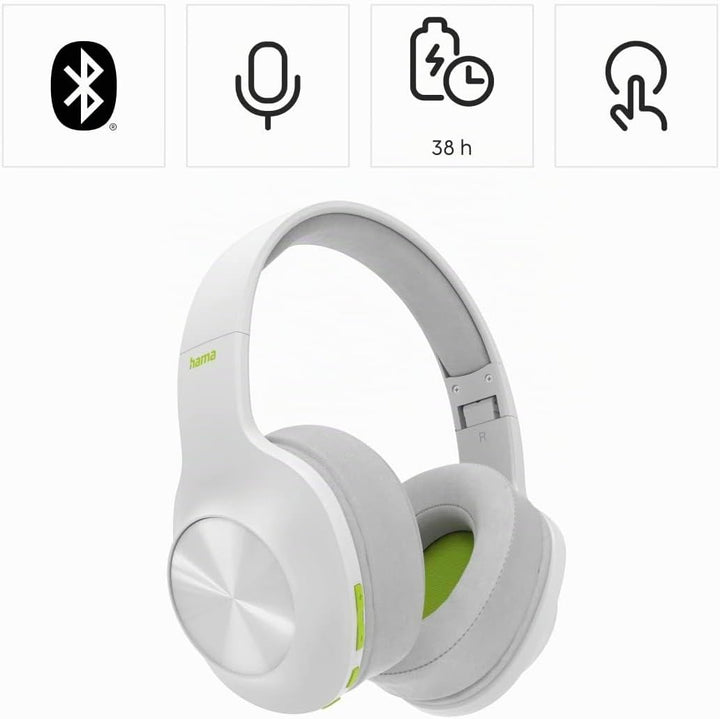 Hama Bluetooth Kopfhörer, Over-Ear Headset (Kabelloses Headset mit 38h Akku, faltbare Earphones mit