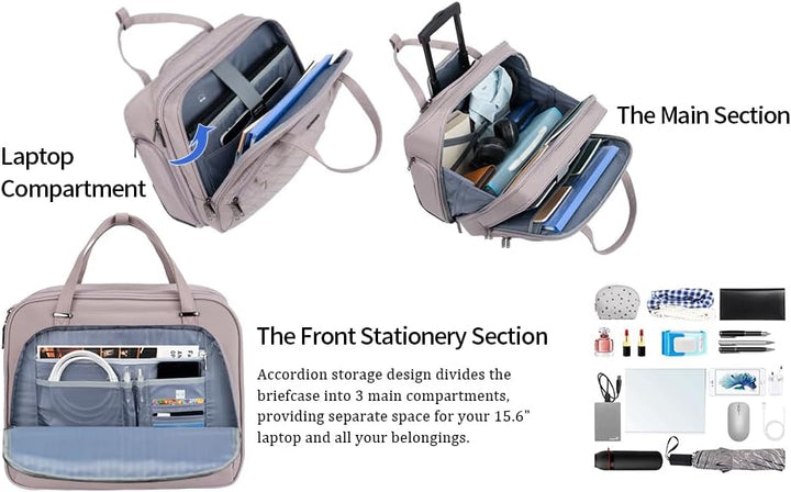 EMPSIGN Trolley Business Rolling Laptop mit Rädern, Rolling Laptoptasche für Frauen passt bis zu 15.
