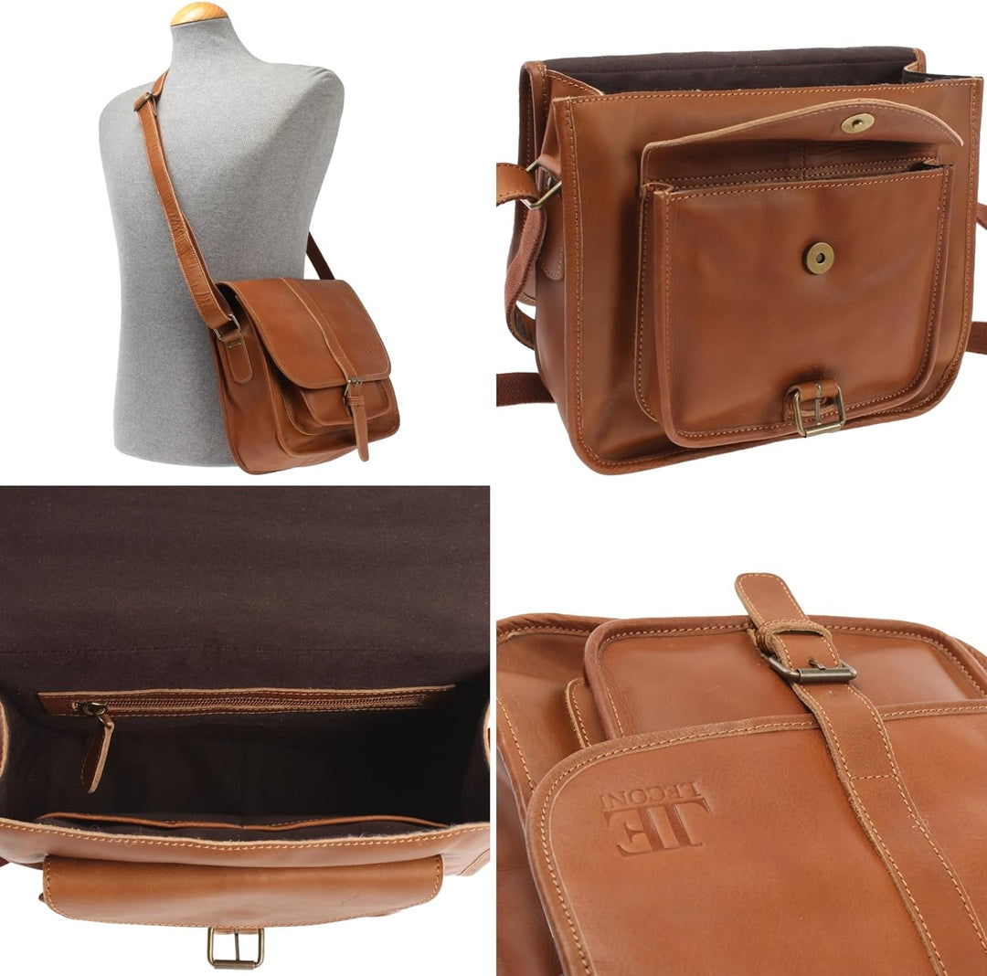 LECONI Umhängetasche Schultertasche für Damen Freizeittasche aus Büffelleder Damentasche Ledertasche