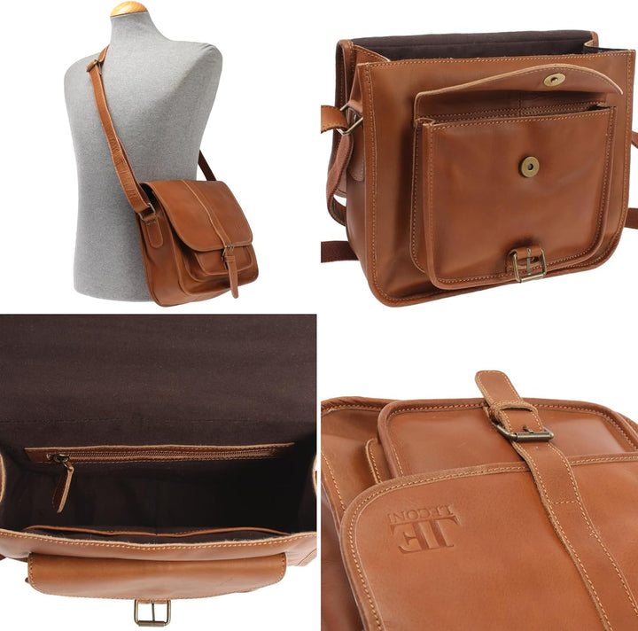 LECONI Umhängetasche Schultertasche für Damen Freizeittasche aus Büffelleder Damentasche Ledertasche