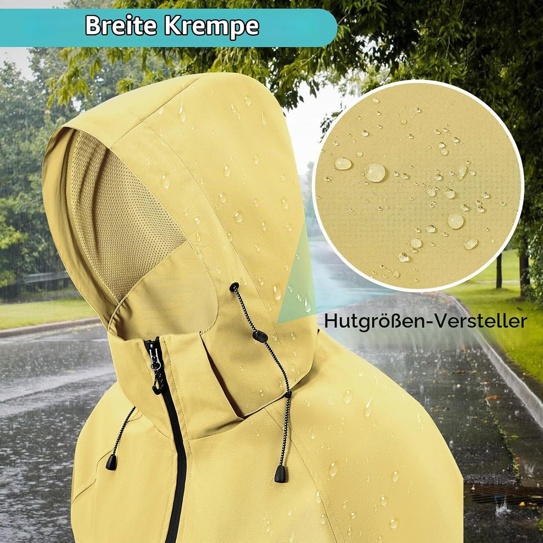 PONCEAU Damen Wasserdicht Regenjacke Leichte Wasserdicht Outdoorjacke Atmungsaktiv &amp; Winddicht, Vers