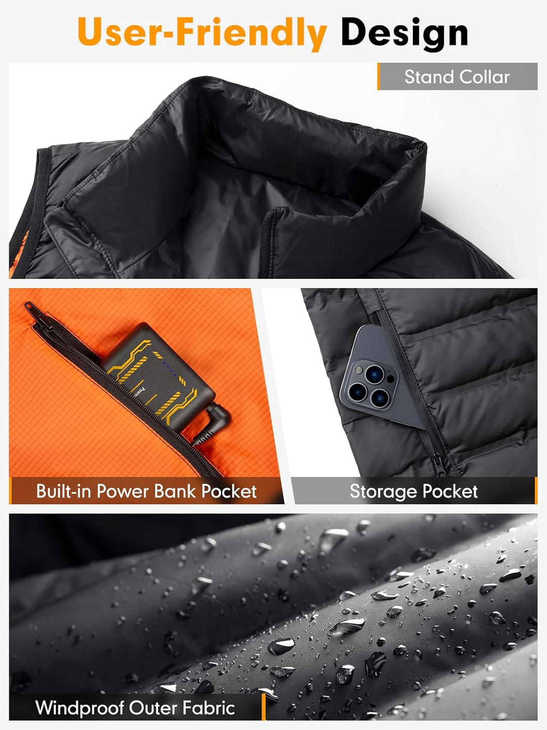 Beheizbare Weste, Heizweste für Damen Herren, Beheizte Daunenjacke, Heizjacke mit 25000mAh Powerbank