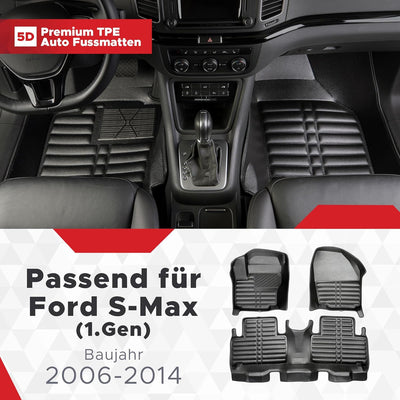 fussmattenprofi.com Auto Fussmatten Kompatibel mit Ford S-Max (1.Gen) Baujahr 2006-2014 I 100% Passg