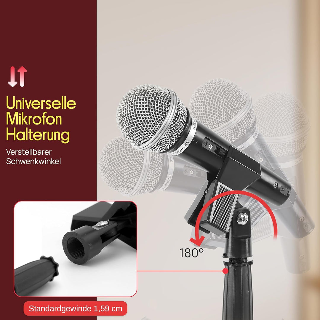 Pyle Mikrofonständer, Stativ, Flexibler verstellbarer Arm, Mit universellem 5/8” Adapter, Mikrofoncl