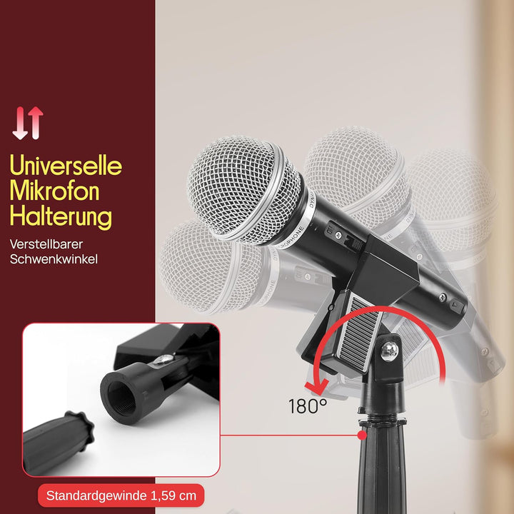 Pyle Mikrofonständer, Stativ, Flexibler verstellbarer Arm, Mit universellem 5/8” Adapter, Mikrofoncl