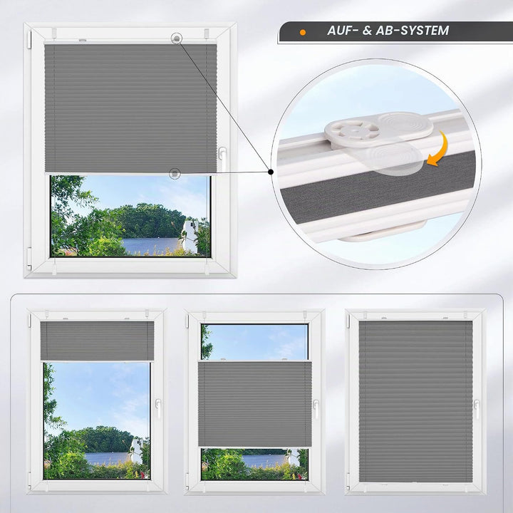 Plissee ohne Bohren verdunkelung, Thermo Plisseerollo Klemmfix, Grau 35x80cm(BxH), Verdunklungspliss