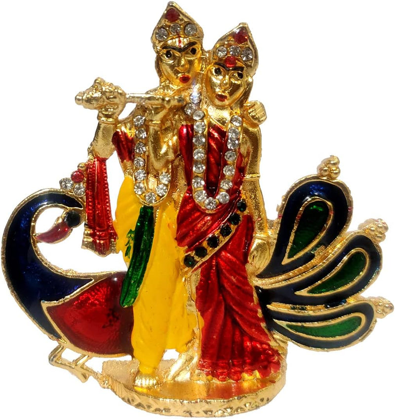 Purpledip 12135A Metallidol Radha Krishna Pfau: Divine Dance Raas Leela