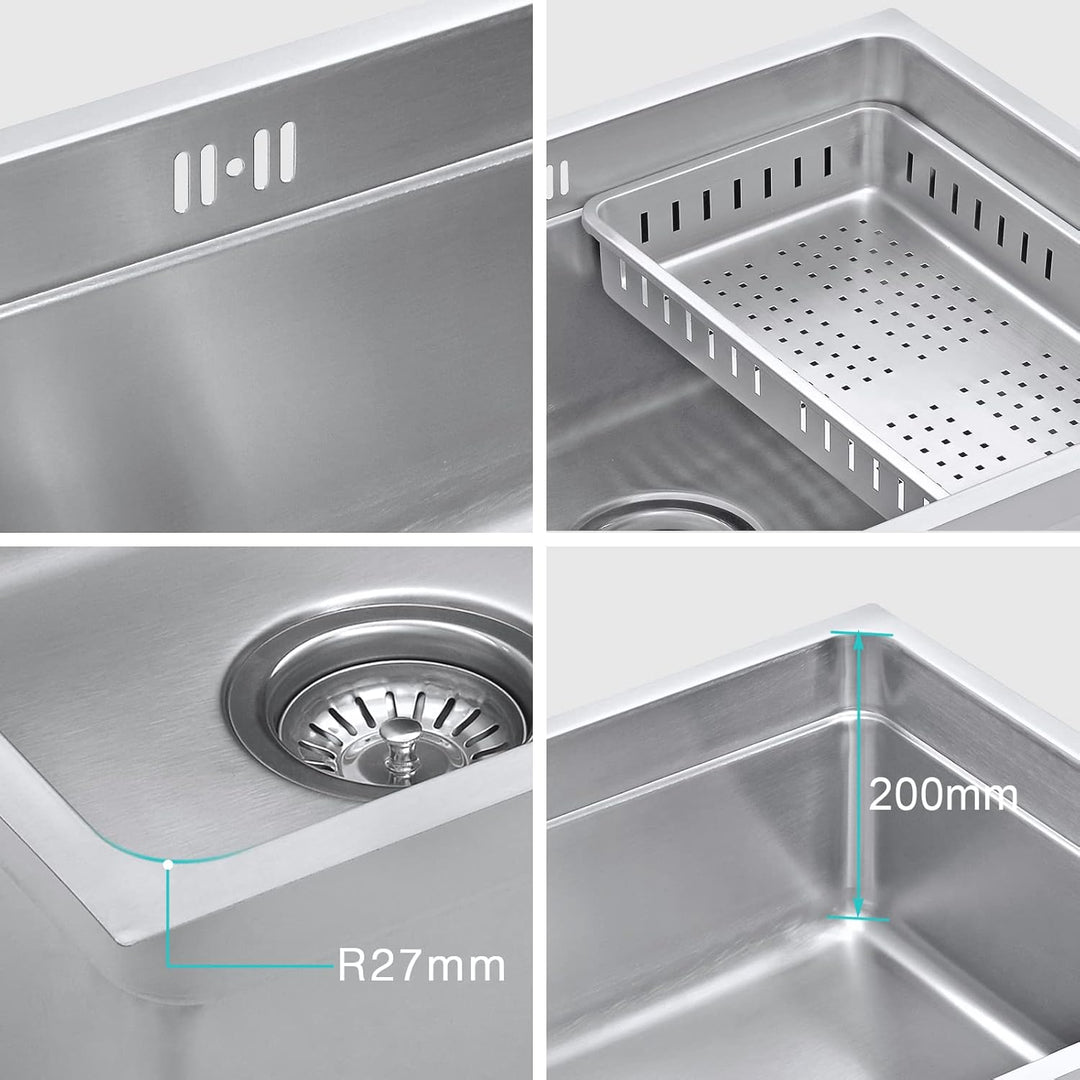 JASSFERRY Küchenspüle 1 Becken Unterbau-Küchenspüle, Unterbauspüle aus Edelstahl Abfluss Rohrsatz, G