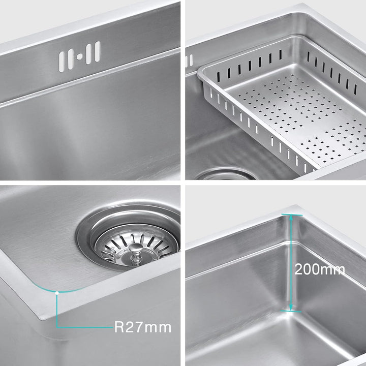 JASSFERRY Küchenspüle 1 Becken Unterbau-Küchenspüle, Unterbauspüle aus Edelstahl Abfluss Rohrsatz, G