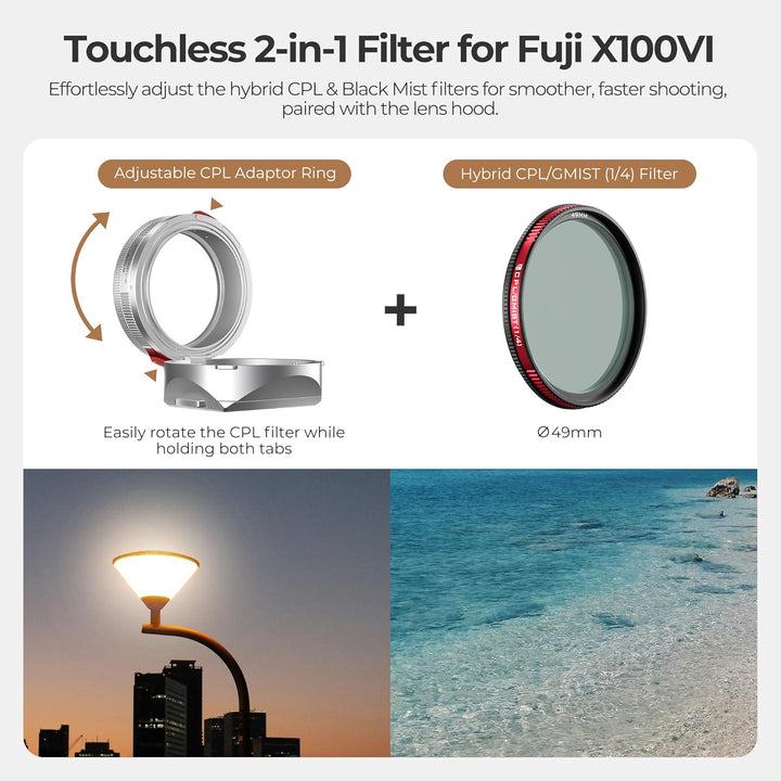 Freewell The Real Gegenlichtblende - Hybrid CPL/Mist Filter, Flipable, Touchless Filterbetrieb für F