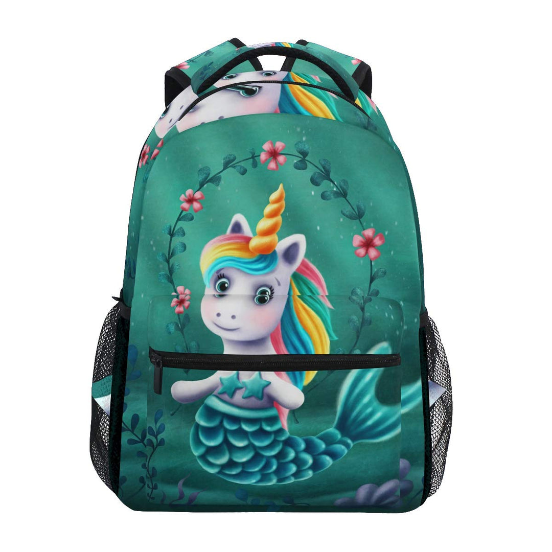 Süsse Meerjungfrau Einhorn Schulrucksack für Jungen Mädchen Kinder Reisetasche Bookbag