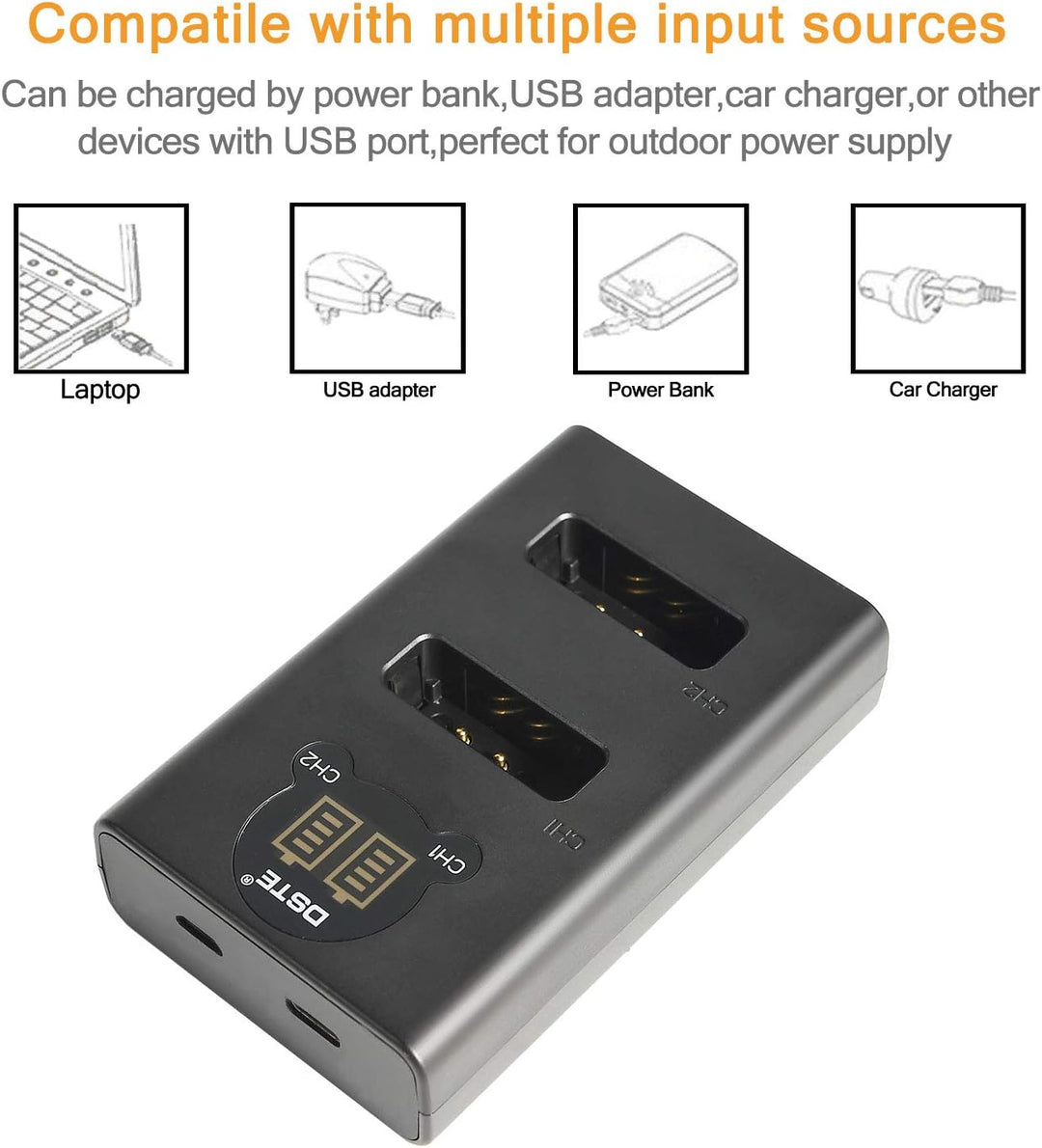 DSTE 2X NB-13L Ersatz Batterie + Dual USB-Ladegerät mit LCD-Display Kompatibel mit Canon PowerShot S