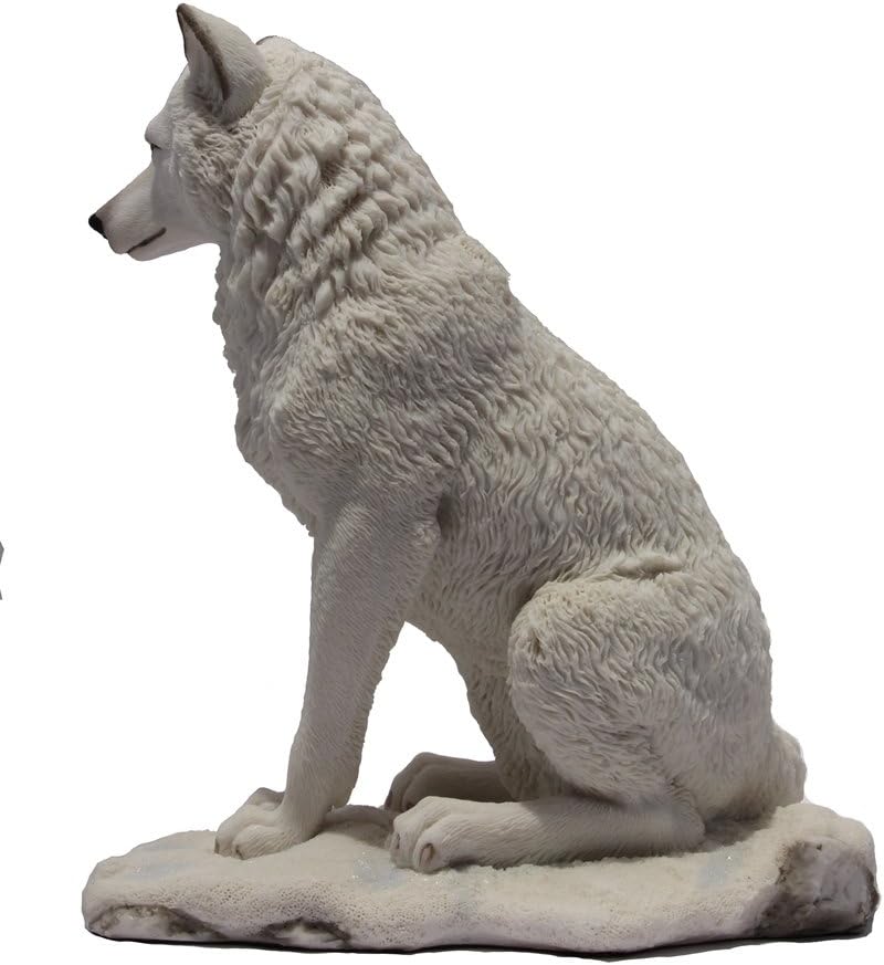 19,7 cm Wolf sitzend in der Schnee-Deko Statue Figur, weiss
