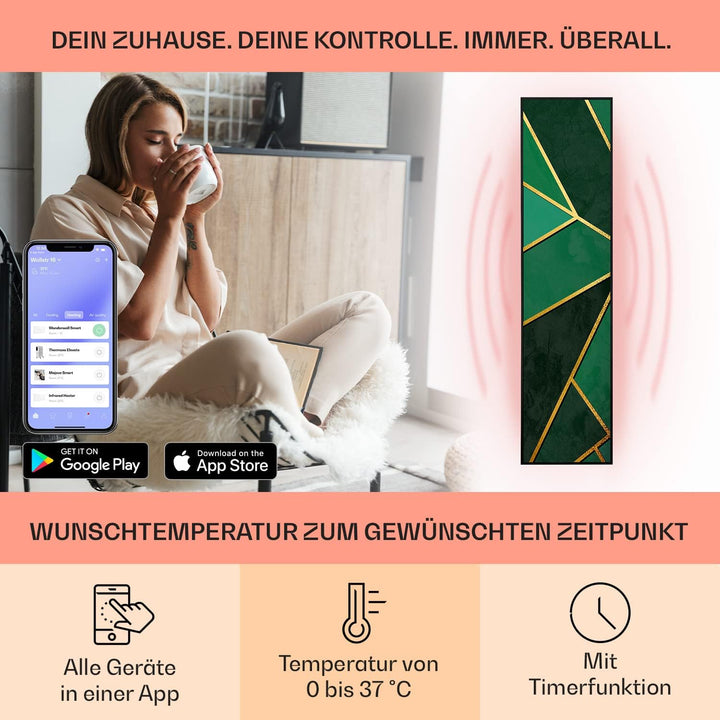 Klarstein Infrarotheizung mit Thermostat, 350W Elektroheizung, Smart Home Bild-Infrarotheizung zur W