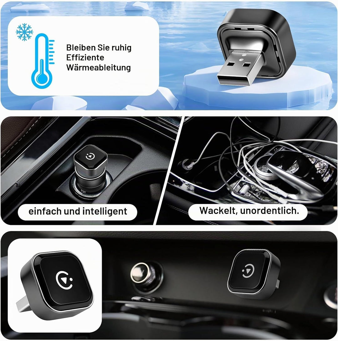 Mini USB Wireless CarPlay Adapter for iPhone &amp; Wireless Android Auto 2-in-1 Adapter | Convert Wired