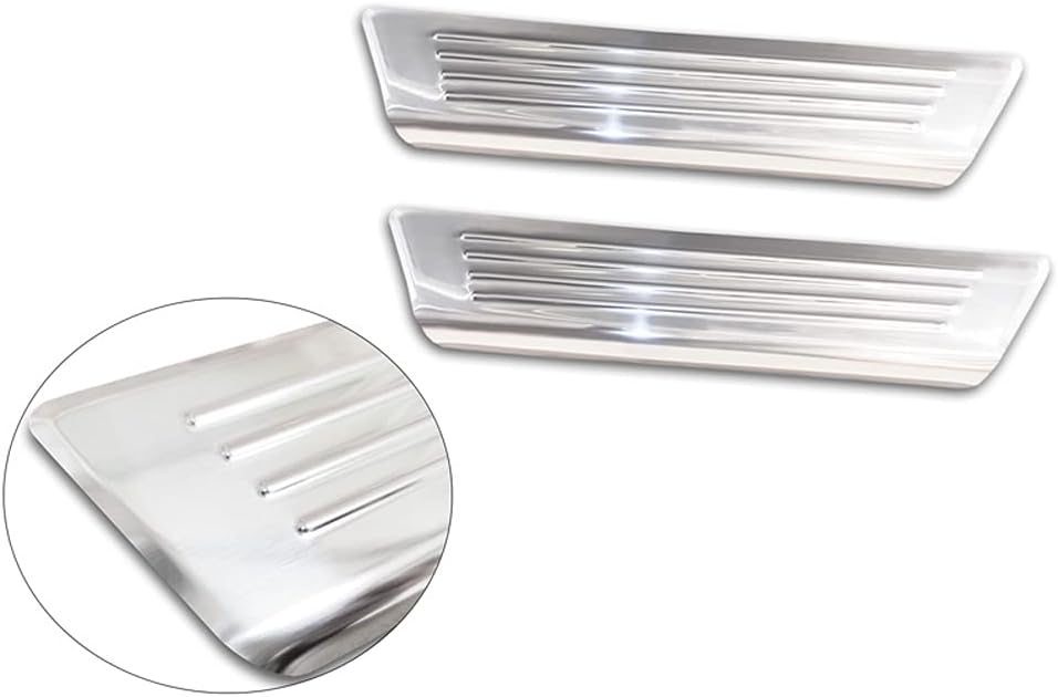 Avisa INOX Door sill Protectors Compatible with Hyundai Tucson (NX4E) 2020- 'Lines' - 2-Pieces (Rear