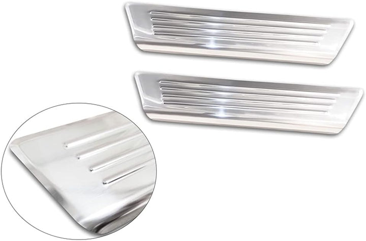 Avisa INOX Door sill Protectors Compatible with Hyundai Tucson (NX4E) 2020- 'Lines' - 2-Pieces (Rear