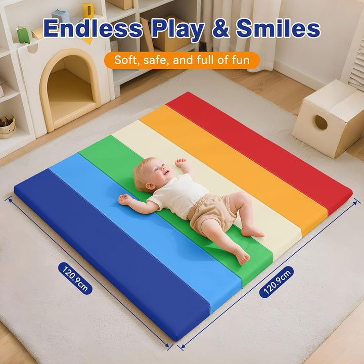 Schaumstoff Spielmatte für Baby: 121x121 cm PU-Leder wasserdicht Kinder Spielmatte - Baby Spielmatte