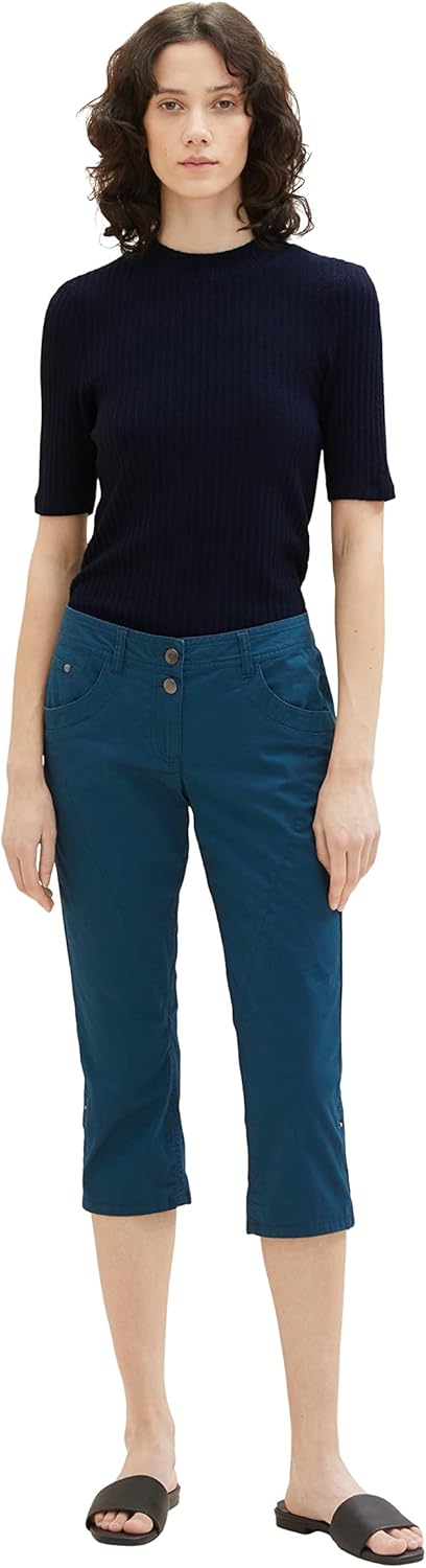 TOM TAILOR Damen Tapered Relaxed Fit Capri Hose, 11758 - Midnight Sail