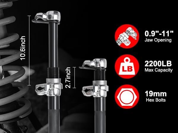 FreeTec Federspanner Set 3tlg | Profi Werkzeug für KFZ Federn | Tuning & Tieferlegung | Spanner für