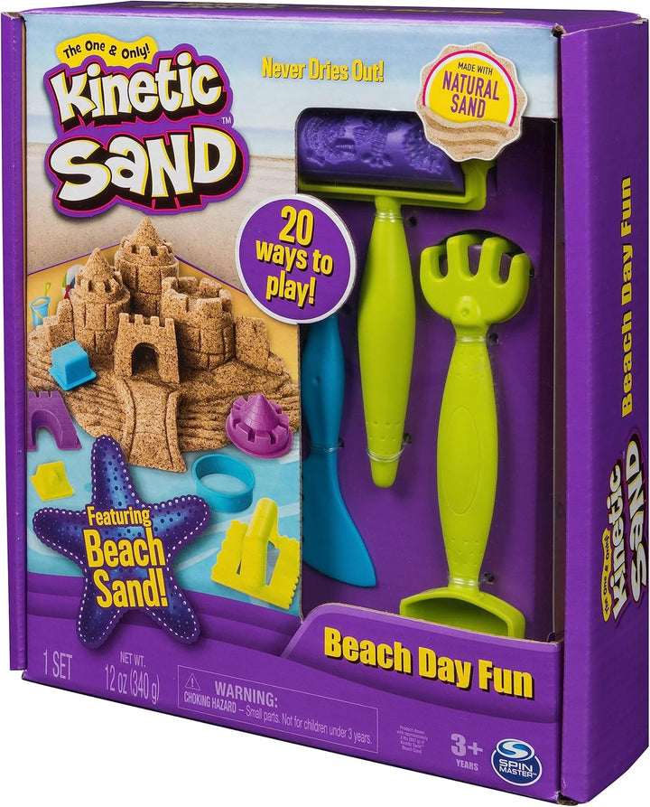 Kinetic Sand Strandspass Set - mit 340 g magischem Sand aus Schweden und Zubehör für sauberes, kreat