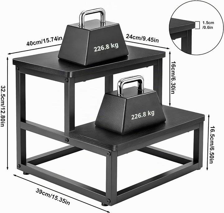 ROTTOGOON Tritthocker 2 Stufen für Erwachsene Kinder, Anti-Rutsch Tritthocker Holz Metallrahmen mit