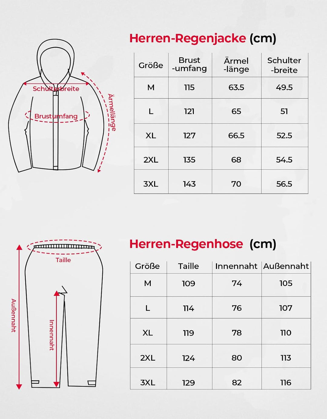 KEMIMOTO Regenanzug für Herren, Wasserdichter Regenmantel, Atmungsaktiv Regenbekleidung Regenjacke f