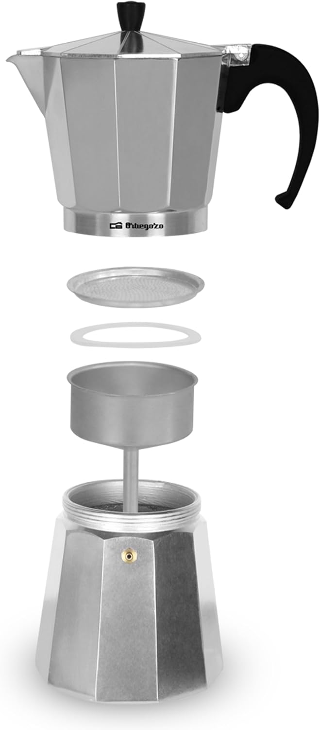Orbegozo KF 300 - Italienischer Kaffeekocher aus Aluminium, 3 Tassen Kapazität (145 ml) Drei Tassen.