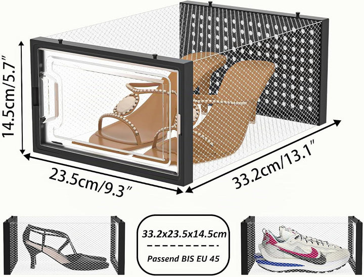 HOMIDEC Schuhboxen, 12er Set Schuhboxen Stapelbar Transparent, Faltbar Schuhorganizer Schuhaufbewahr