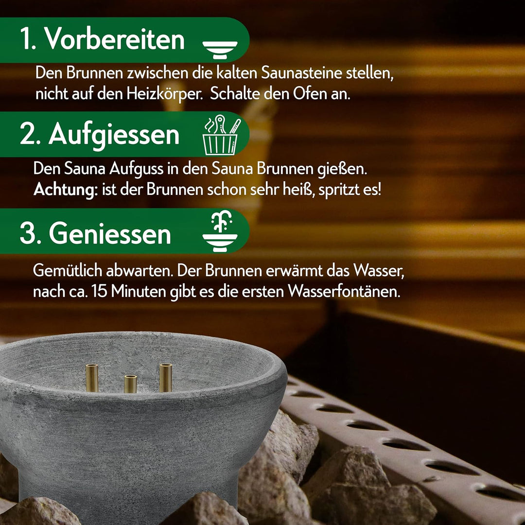 CozyNature® Speckstein Sauna Brunnen | Aufgussstein und Verdampfer | Sauna Zubehör | Springbrunnen,