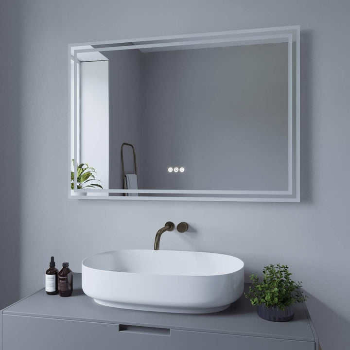AQUALAVOS Badezimmerspiegel mit Beleuchtung Led Badspiegel Beleuchtet 100x70 cm Wandspiegel Gross Si