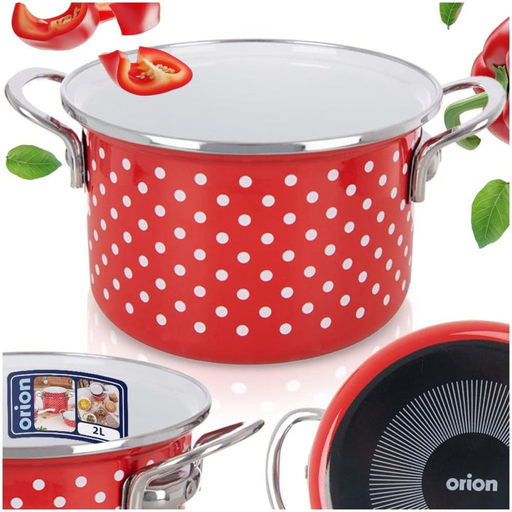 orion group Emaille Kochtopf 2 l Ø 18 cm – Praktischer Kochtopf mit ergonomischen Griffen – Für alle