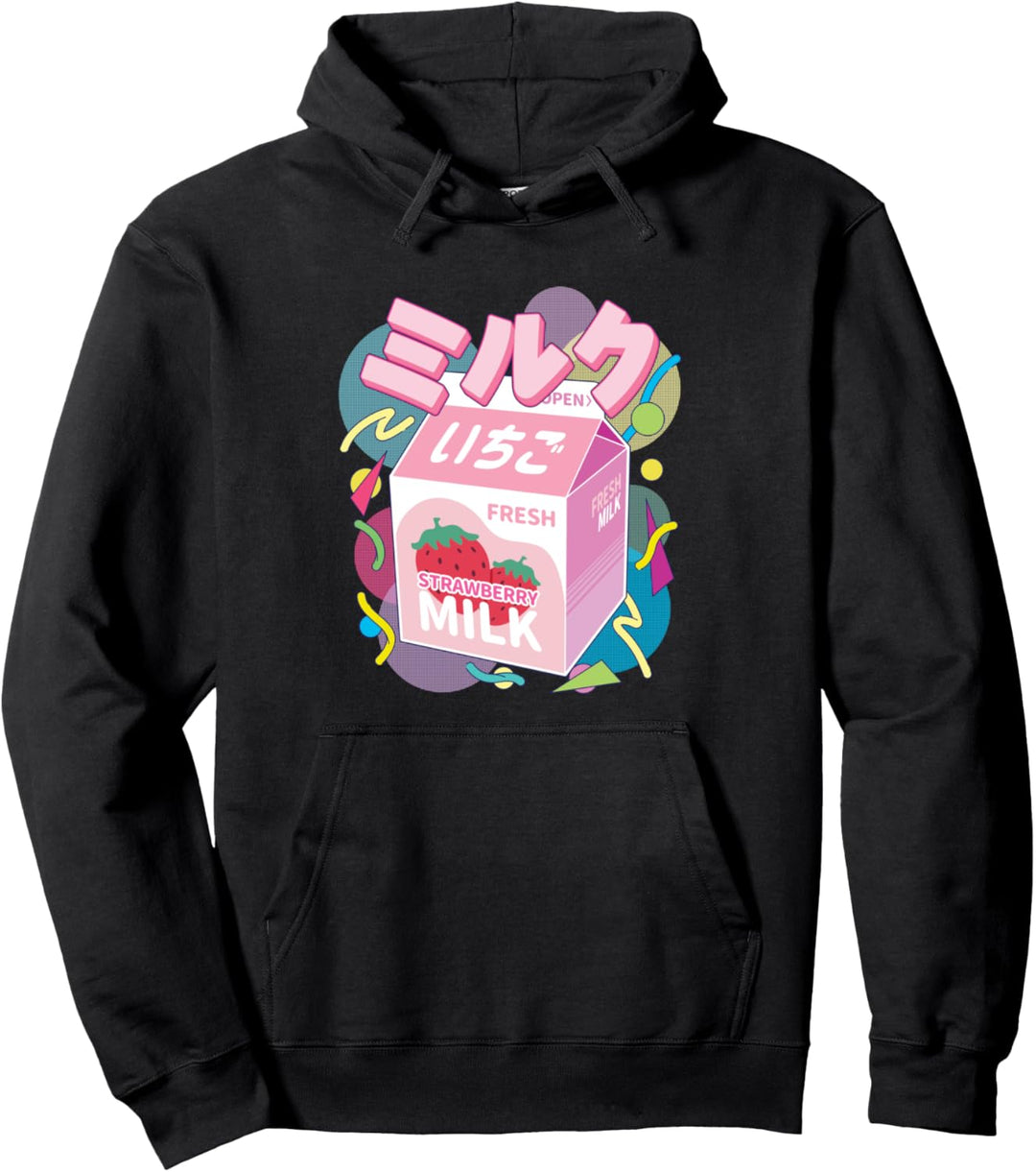 Erdbeermilch Japanisch Retro 90s Kawaii Anime Style Pullover Hoodie