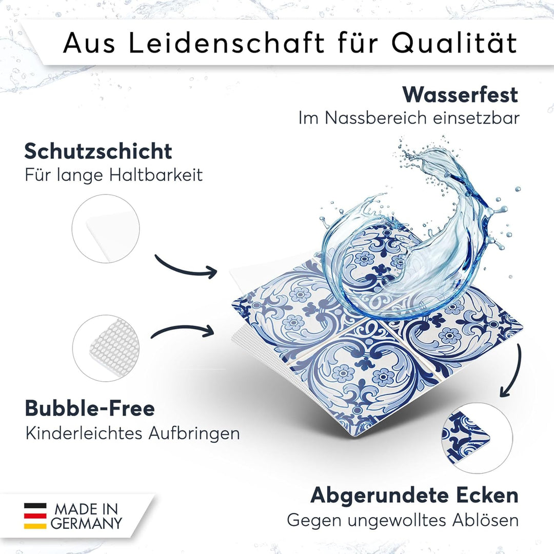 40 Stück Fliesenfolie für Bad und Küche 10x10 cm - Mosaikfliesen, Fliesensticker - Stickerfliesen, F