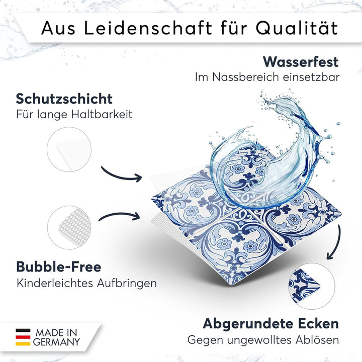 40 Stück Fliesenfolie für Bad und Küche 10x10 cm - Mosaikfliesen, Fliesensticker - Stickerfliesen, F