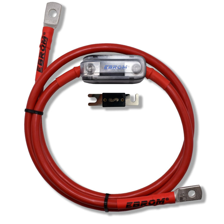 EBROM Batteriekabel SET 50 mm² je 60cm, M8+M10 Schuhe, 200A ANL Sicherung | von 60cm bis 10m, MASSEK
