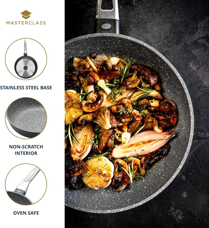 MasterClass MasterClass Guss Bratpfanne Aluminium Induktionsgeeignet, doppelte Antihaftbeschichtung,
