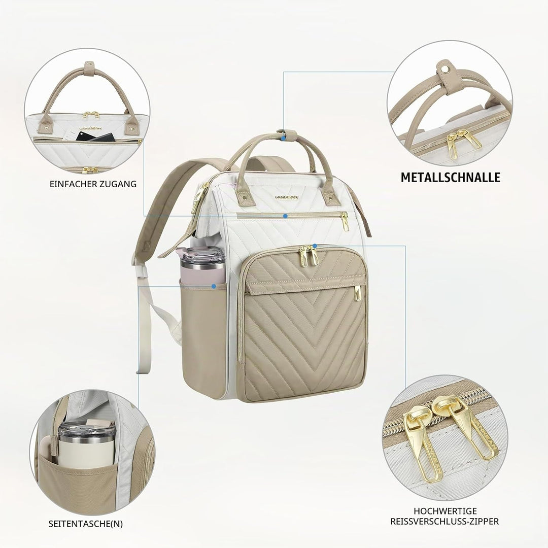 VANKEAN Laptop-Rucksack für Damen – Herren, Computer-Arbeitstasche, grosse Kapazität, wasserdicht, 3