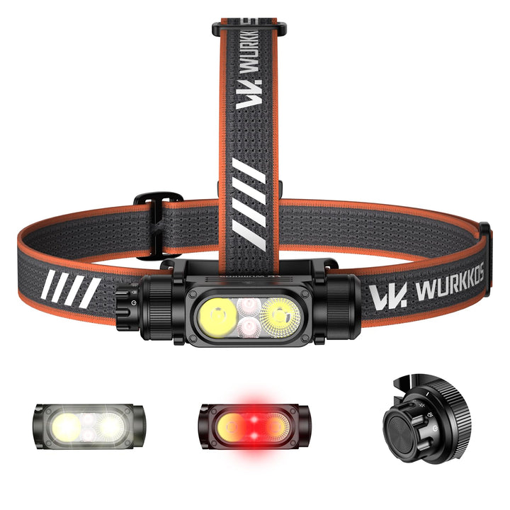 Wurkkos HD17 LED Stirnlampe Wiederaufladbar, 2500 Lumen Superhelle Kopflampe mit Rotlicht & 6 Modi,