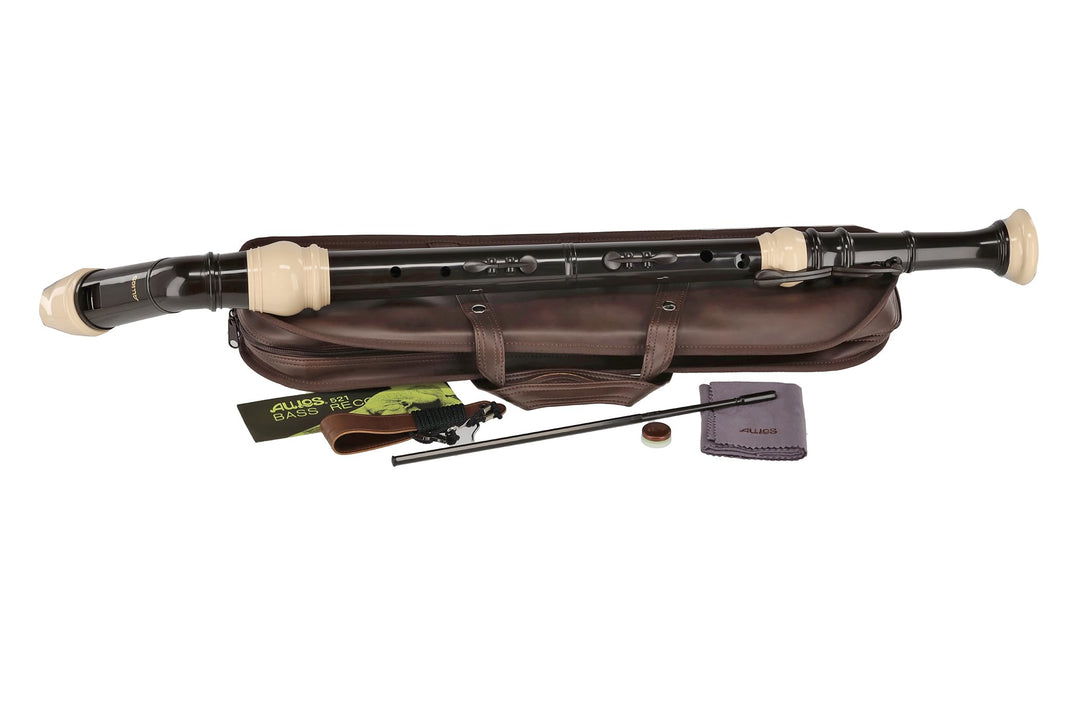 Aulos 700100 F-Knickbass Flöte Symphony Mod.521 barocke Griffw.braun, komplett mit Tasche, Tragschnu