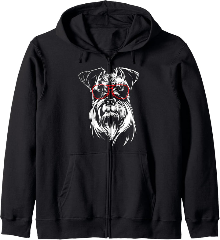 Zwergschnauzer Miniature Schnauzer Hund mit Brille Kapuzenjacke