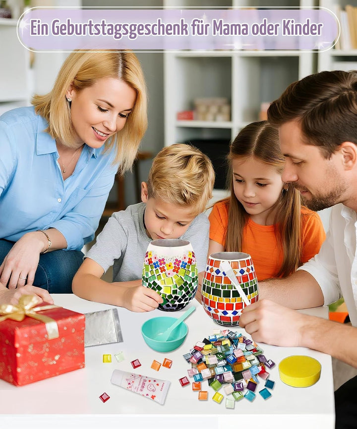 Daity Mosaik bastelset Kinder Erwachsene Glasmosaik Vase set mosaiksteine zum basteln set kann Wasse